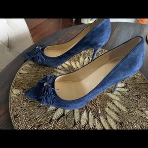 Ivanka Trump  blue suede shoes 3 1/2 inch heels